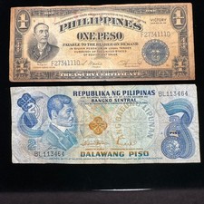Philippines banknote lot Victory Series 1 Peso and 2 Piso Rizal