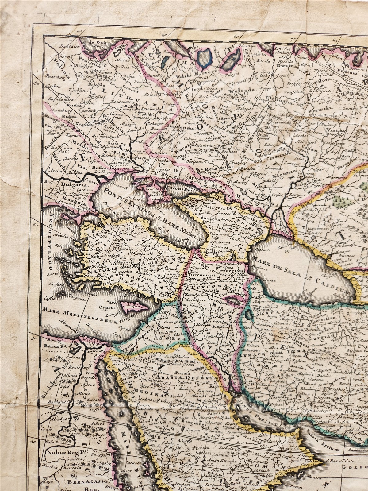 1685 MAP of ASIA antique AUTHENTIC Tartaria Magna Mogoli Imperium RARE 