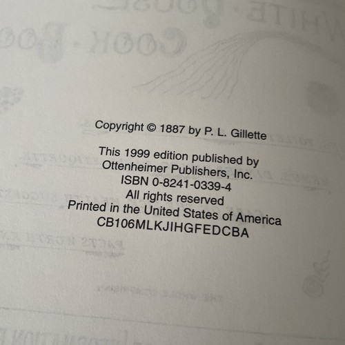 The Original White House Cook Book 1887 Edition, Reprint 1999 Hardcover EX - Picture 3 of 4