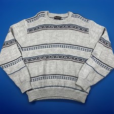 Vintage 90s Reed St. James Wool Retro Geometric Knit Sweater Men's XL USA Made