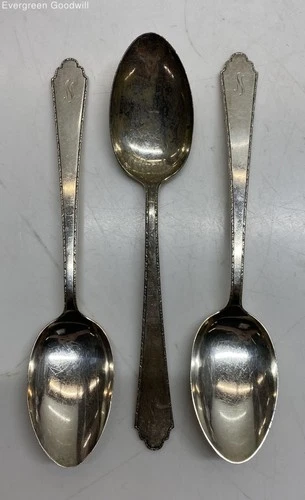 (B) Lunt William and Mary Sterling Silver Large Spoons