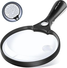 Large Magnifying Glass with Light 10x 20x 45x Illuminated Handheld Magnifier E