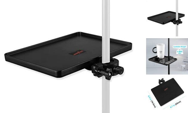 Microphone Stand Plastic Tray, Mic Stand Clamp-On Rack Tray Holder Suitable-image