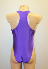 Women One-piece Leotard 203-15 Bottom Half Deep Neckline Purple Spandex Size S