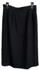 NWT VTG Allison Smith Women's Black 2 Pleat Lined Medi Skirt Pockets 12