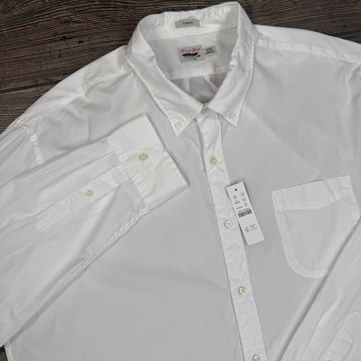 J.Crew Mens XXL Button Down Shirt White Secret Wash Classic BW439 New