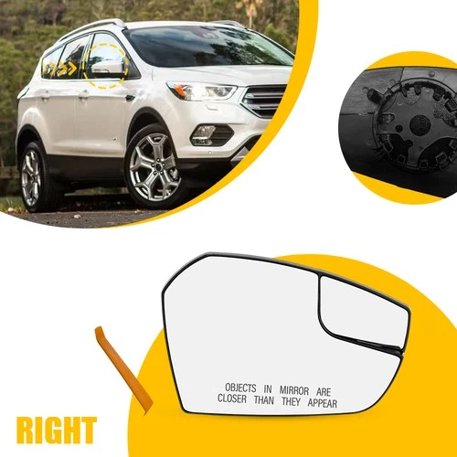 Passenger Side Mirror Glass Clear Replace For 2017-2019 Ford Escape GJ5Z17K707A