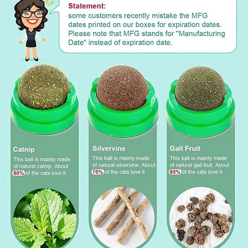 Promote Digestion Natural Catnip Cat Wall Stick-on Ball Natural Removes Hair - Image 4 of 4
