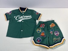 SHEIN Young Boy Baseball Collar Shirt  Shorts In Green Size 4Y