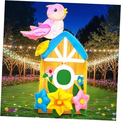 5FT Spring Inflatable Bird House Outdoor Decorations Blow up Yard Decor, Built