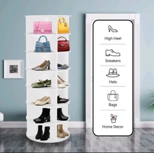7-Tier 360° Rotating Shoe Rack - Durable Storage Tower for 28 Pairs