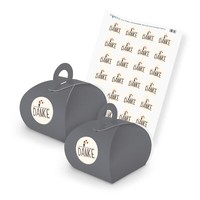 Itenga Set Danke Hochzeitspaar M24 24X Geschenkbox Karton Mit Griff Grau Sticker