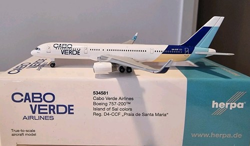 HERPA WINGS 1:500 Capo Verde Airlines Boeing 757-200 D4-CCF 534581 - Foto 8 di 8