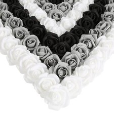 Black White Gray Foam Roses 200PCS 1.97in Artificial Flowers DIY Craft