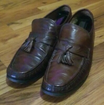 Freeman Brown Leather Tassel Loafers Slide On Dress Shoes Men's 10 M EUC