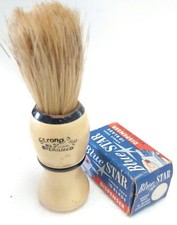 Vintage Strong Set Sterilized Pure Bristles Shaving Brush USA w/ Blue Star box