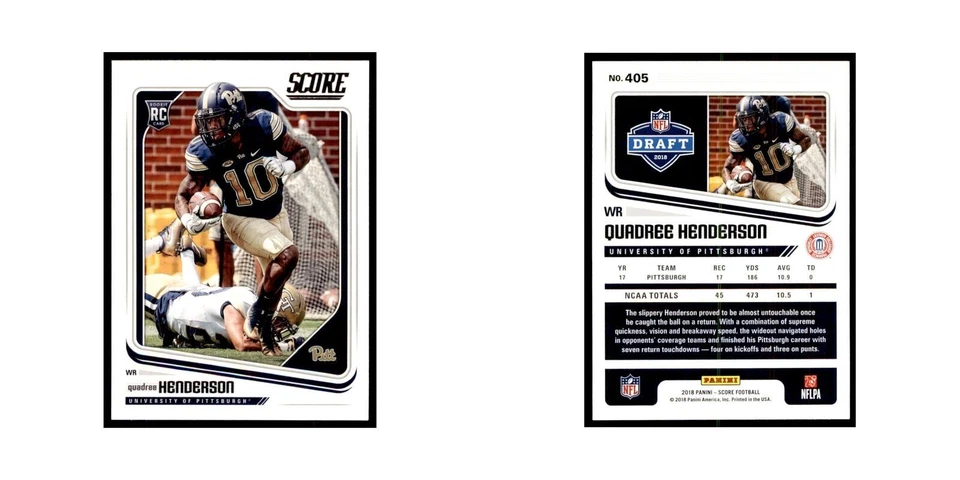 Quadree Henderson Rookie 2018 Score #405 Baseball Cards Football Card NM - Image 3 of 3