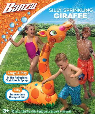 NEW Banzai Silly Sparkling GIRAFFE Inflatable Yard Water Sprinkler Toy Age 3+