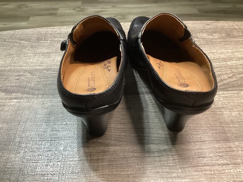 Earth Spirit Classics 8 Emily Black Leather Mule Clog Slip On Heels Sz 6 - Picture 6 of 9