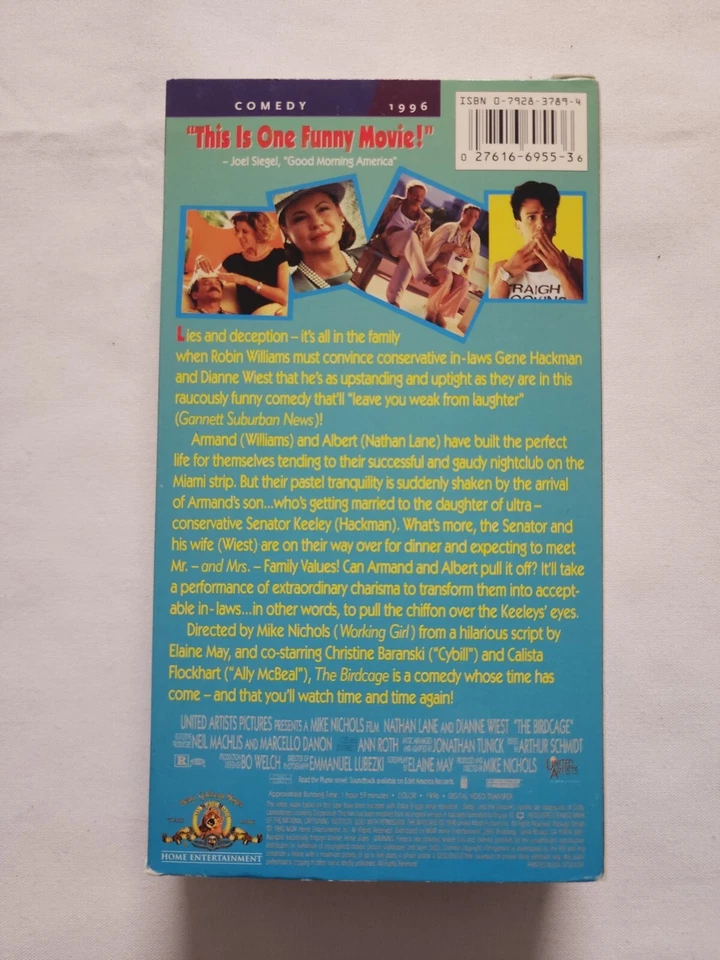 THE BIRDCAGE Robin Williams VHS Tape, COMPLETE/TESTED SEE PHOTOS (VHS50) - Image 2 of 4