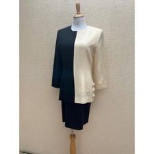 1980's Black & Off White Contrast Layered  Dress.