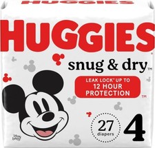 Huggies Snug  Dry-Size 4 22-37 lbs -27 count-NEW-SEALED-FAST SHIPPING