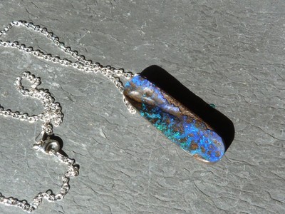 Collier, pendentif, argent, avec une grande opale boulder d Australie