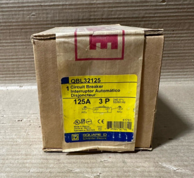 NEW Square D QBL QBL32125 3 Pole 125 Amp 240V Gray Label Circuit Breaker NIB