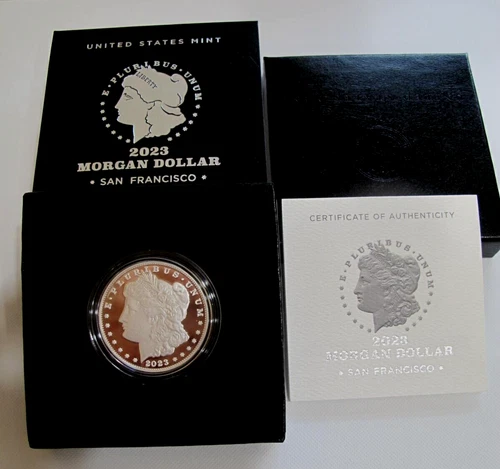 2023 Morgan Silver Dollar Proof Coin in Original US Mint Box and with COA/23XF