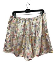 Silky Satin Floral Tulip Sleep Pajama Shorts Size XL
