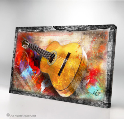 Gitarre Musik Abstrakt Wandbilder XXL Bilder Leinwandbild Max.150x100x4cm  2790b