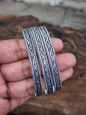 Set Of 3 Thick Silver Bangles Solid 925 Sterling Silver Bangles