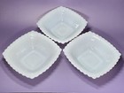 Vintage Anchor Hocking Milk Glass Scalloped Rim White Cereal Bowls Set of 3 MCM