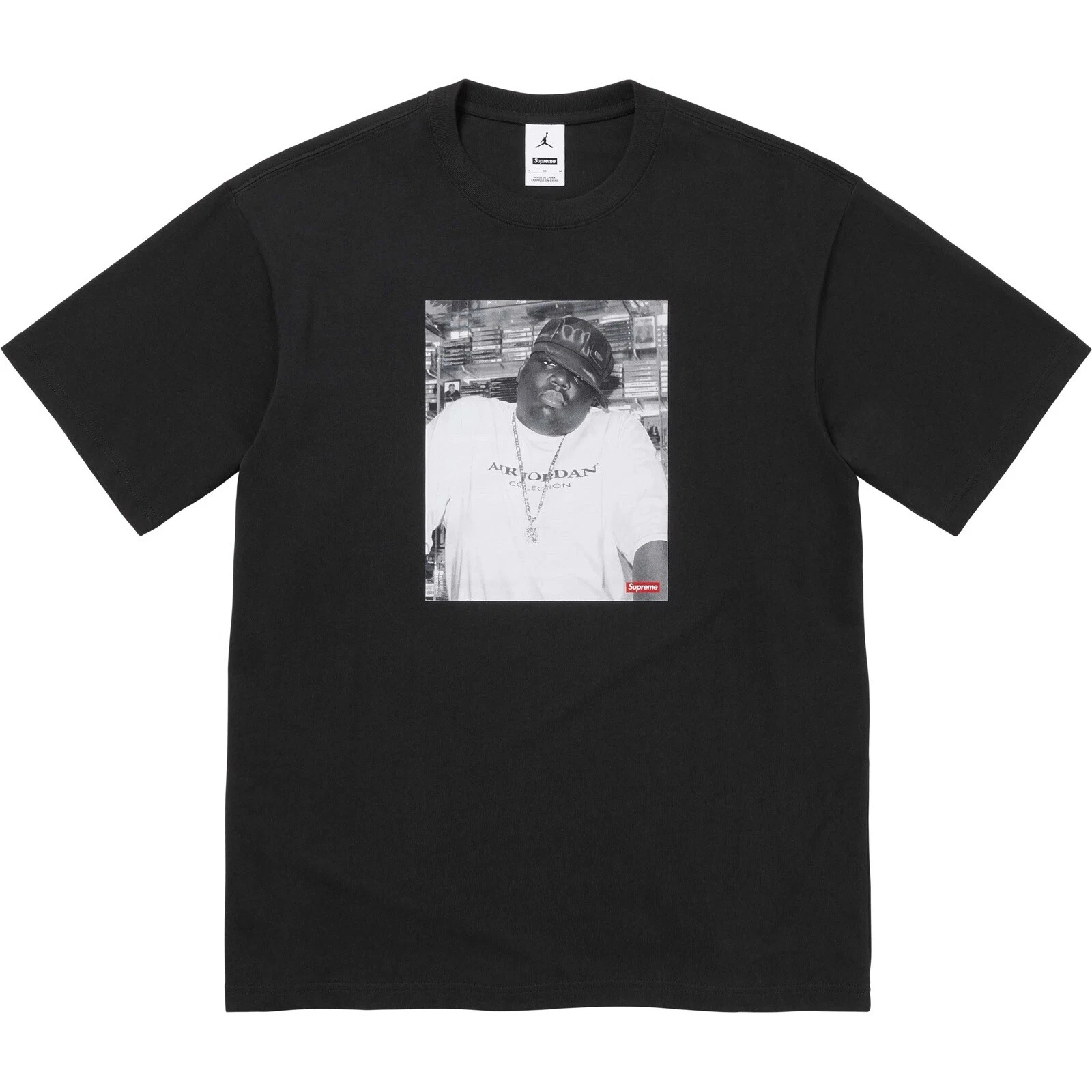 SUPREME®/JORDAN® BIGGIE S/S TOP T shirt noir manches courtes homme taille L