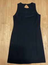 Liz Claiborne Womens Dress Sz 10 Black Business Sheath Back Keyhole Made In USA
