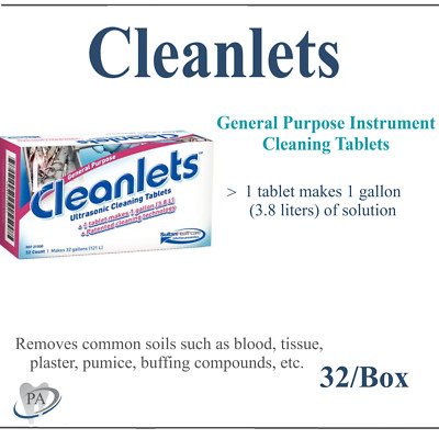 Dental Cleanlets Instrument Cleaning Tablets, 1 tablet makes 1 Gallon,  32/Pkg,