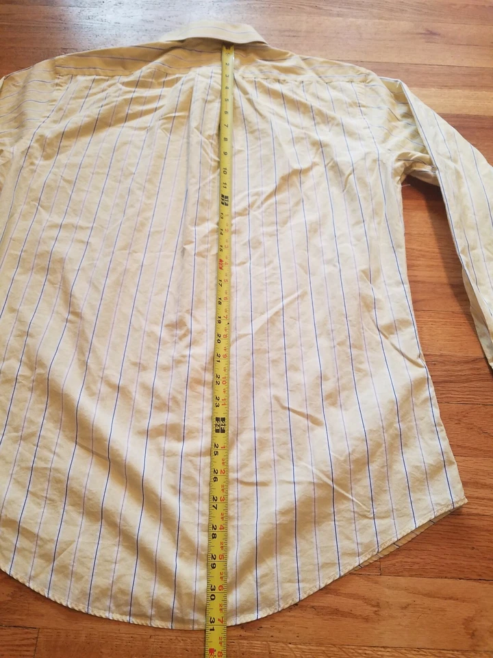 Camisa Nordstrom Hombre Botón Frontal Rayas Amarillo Azul Blanco Algodón Foto 4 de 4