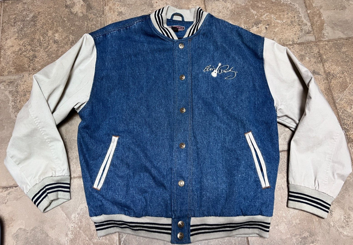 Elvis Presley Jacket Blue White Denim Jean Coat 90s -Adult XL | eBay