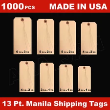 1000 Manila 13 Pt. Inventory Shipping Hang Price Tags PRE-WIRED #1,2,3,4,5,6,7,8