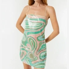 $470 New Rhode Caspian Sequin Mini Dress in Gem Wave Sz 0