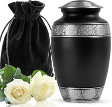 Elegant Black Metal Urn for Adult Ashes - Memorial Cremation Container