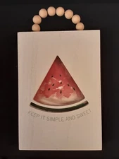 Young's Inc. Wood Watermelon Plaque "Keep It Simple And Sweet" Wood Beads Hanger