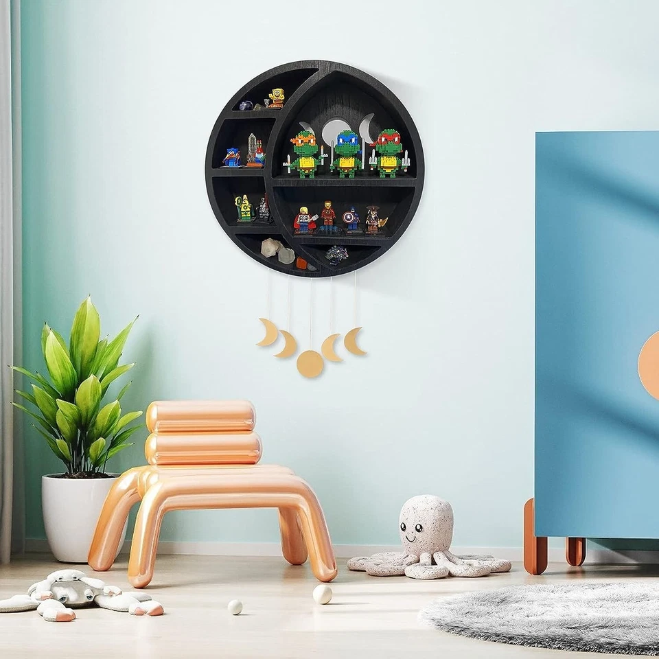 Wooden Wall Hanging Shelf,Floating Shelves,Moon Shelf wall decor Crystal Display - Image 4 of 4