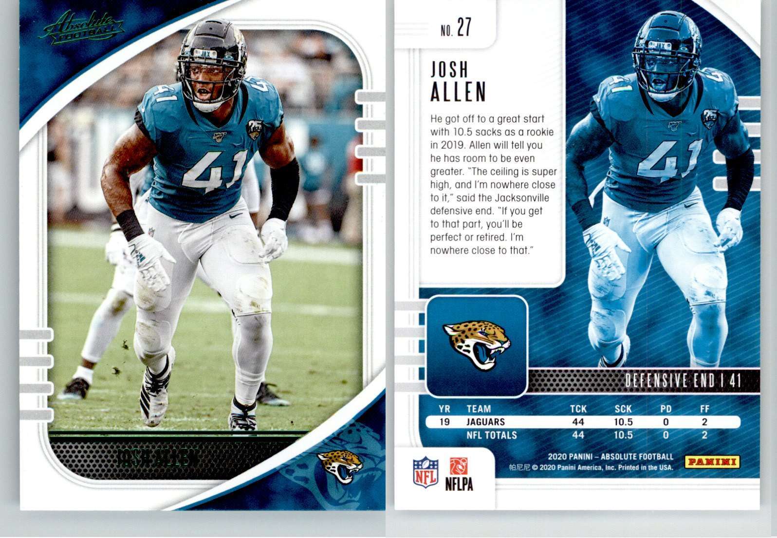 Josh Allen 2020 Absolute Green #27 Jaguars
