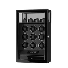 Cabinet Fingerprint Lock 9 Watch Winder with LCD Remote Control LED Quiet Motors
