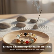 Bracelet perles Bodhi, grappe de fruits, Cinq Dieux du Bonheur, verre