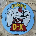 VINTAGE 1942 D-X DUMBO WALT DISNEY GAS OIL CAR 12 INCH PORCELAIN ENAMEL SIGN