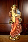 VTG 12" HAND CARVED WOOD MARTYR PATRON SAINT ST. CECILIA STATUE SCULPTURE FIGURE