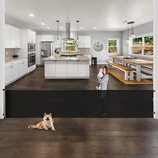 WOMHOM 168" RETRACTABLE DOG GATES HOUSE EXTRA WIDE BABY GATES EXTRA WIDE - BLACK