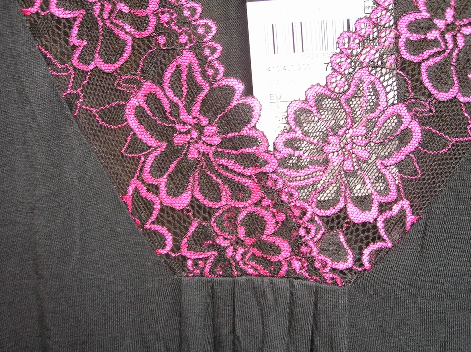 Damen Nachthemd Hauskleid Langarm ULLA POPKEN schwarz Spitze Viskose Gr. 58/60 - Bild 4 von 4